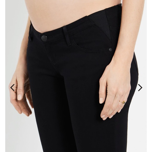 Side Panel Skinny Leg Maternity Ankle Pants - Dark Wash and Black XL bundle - Picture 5 of 12